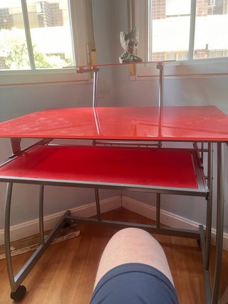 Escritorio Gamer Cristal Rojo y Plata