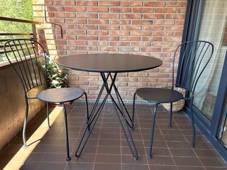Conjunto mesa y 2 sillas metal gris/negro