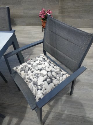 Mesa y 6 sillas terraza cristal y metal