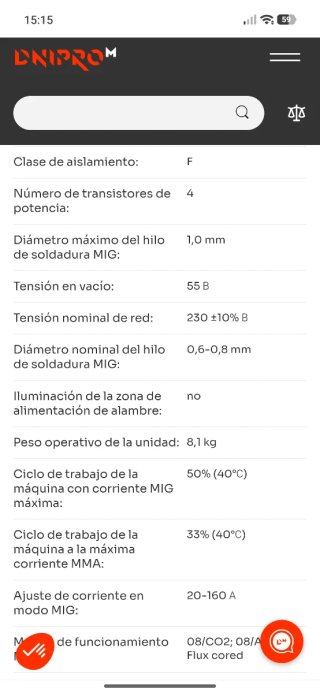Soldadora Inversora Dnipro-M MG-16DX MIG/MMA