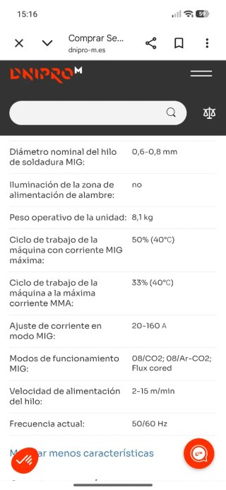 Soldadora Inversora Dnipro-M MG-16DX MIG/MMA