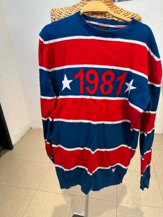 Maglione Guess 1981 Stelle Blu Rosso