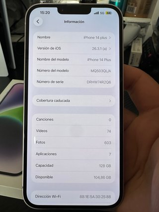 iPhone 14 Plus 128GB Lila - Batería al 84%