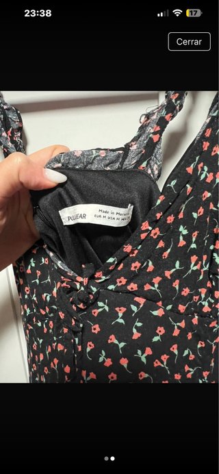 Vestido floral Pull&Bear negro y rosa T.XS