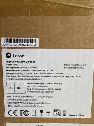 Robot aspirapolvere/lavapavimenti Lefant M350
