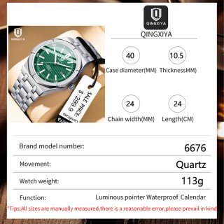 Reloj QINGXIYA Verde y Plateado