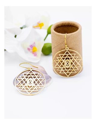 Pendientes Mandala Dorado Étnico Artesanales