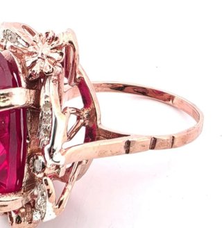 Anillo Oro 9k y Plata con Espinela Rubi