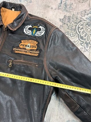 Leather aviator flight vintage jacket Avirex style genuine jacket