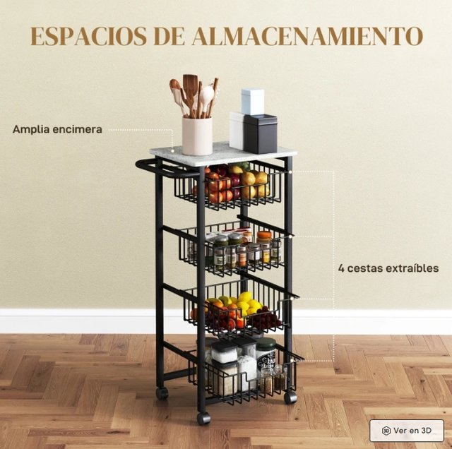 Carrito Verdulero Cocina 4 Cestas