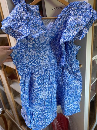 Vestido Zara Verano Azul Estampado
