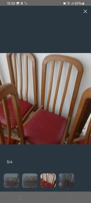 6 Sillas de Madera con Asiento Rojo