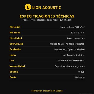 Panel Acústico Móvil con Ruedas 136×61 · Lana Roca