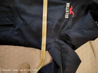 Chaqueta Hollister Azul con Capucha, Impermeable.