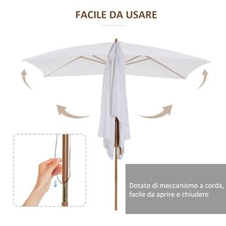 Ombrellone da Giardino 2x3 m con Corda e Prese d'A
