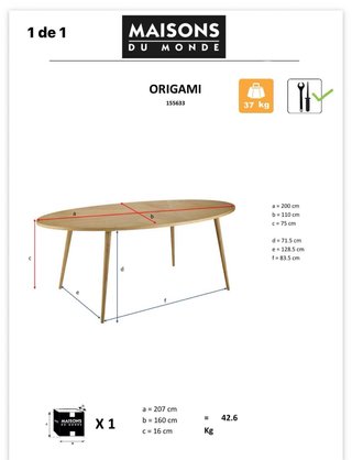 Mesa de centro Origami madera