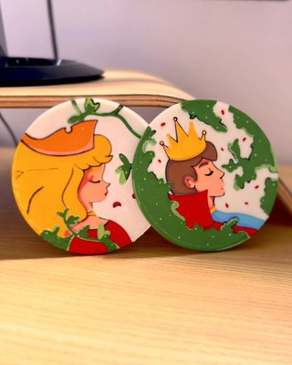Pack 6 Posavasos 3D - 3 Princesa y 3 Príncipe
