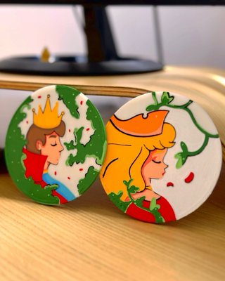 Pack 6 Posavasos 3D - 3 Princesa y 3 Príncipe