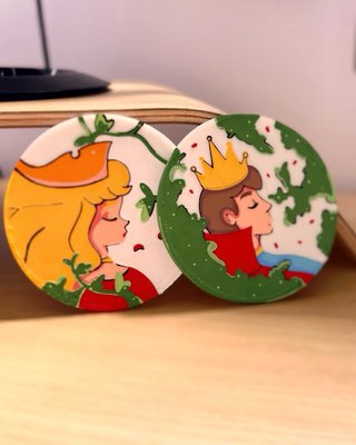 Pack 6 Posavasos 3D - 3 Princesa y 3 Príncipe