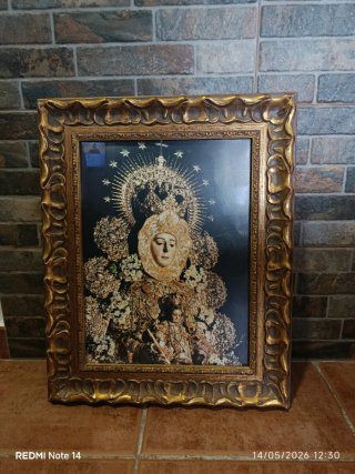 Cuadro Virgen del Rocío con cristal.