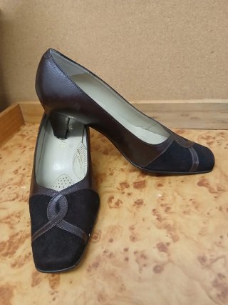Sapatos Senhora Pele Castanho/Preto