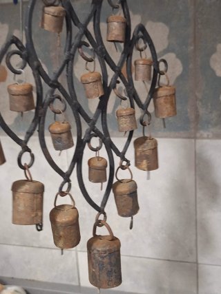 ANTICO PENDENTE  in ferro battuto e ottone