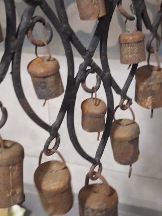 ANTICO PENDENTE  in ferro battuto e ottone