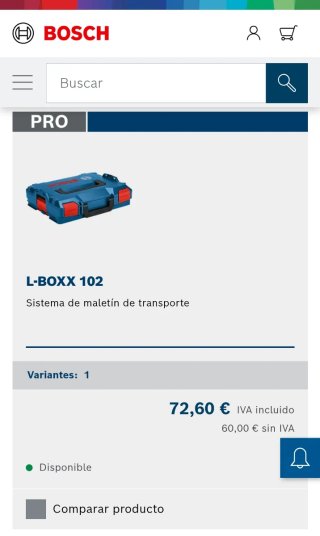 Maletín Bosch L-BOXX 102.  NUEVO