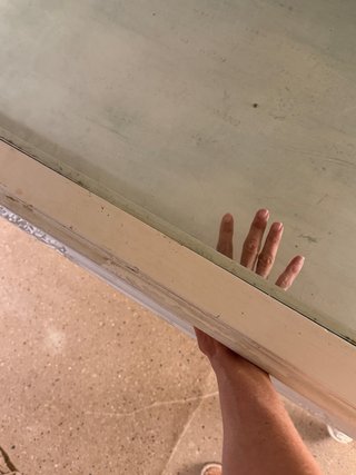 Mesa antigua madera cristal