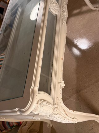 Mesa antigua madera cristal