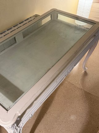 Mesa antigua madera cristal