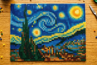 Pixel Art La Noche Estrellada de Van Gogh