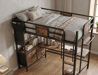 ENVIO GRATIS!! Litera con escritorio y estanterías