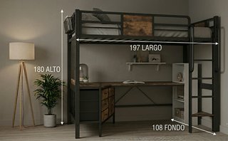 ENVIO GRATIS!! Litera con escritorio y estanterías