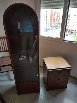 Mueble comedor madera y cristal