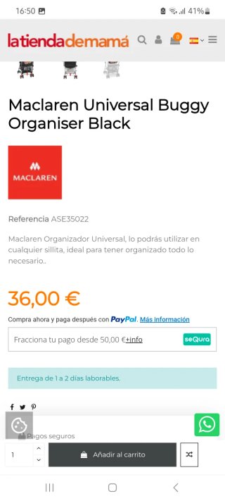 Bolsa carrito Maclaren de rejilla negra