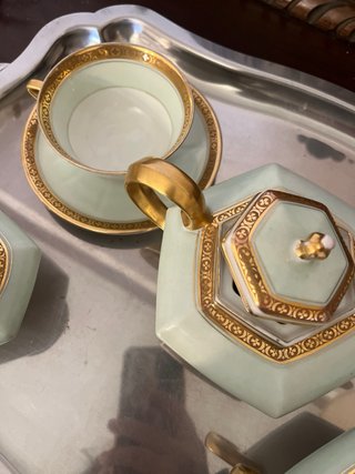 Conjunto de té Limoges porcelana y oro