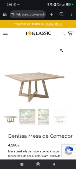 Tavolo da pranzo in teak massiccio quadrato 150x150