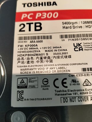 HDD 2 TB Toshiba P300 SATA 3.5"