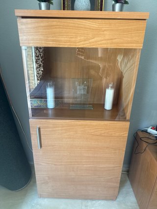 Mueble comedor madera y cristal