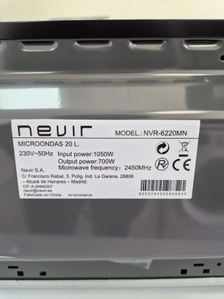 Forno a microonde Nevir 20L 700W Nero
