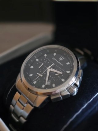 Reloj Maserati Cronógrafo Negro y Plateado