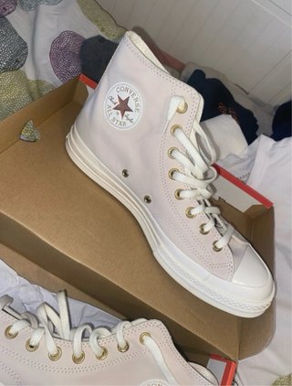 Zapatillas Converse Altas Rosa y Blancas