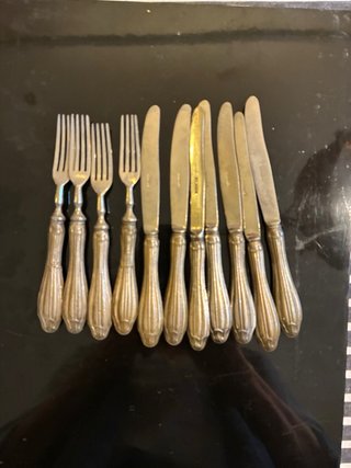 Set 32 Posate Vintage in Metallo Oro e Argento