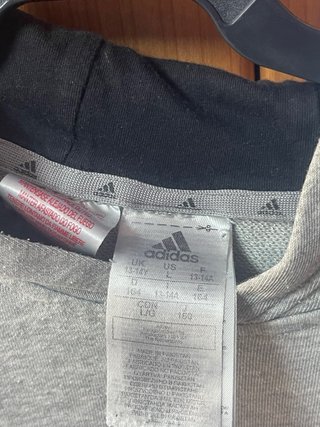 Sudadera Adidas Gris con Capucha TALLA niño 13/14