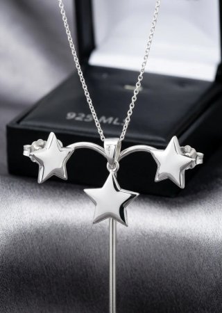 Conjunto Pendiente y Colgante Estrella Plata 925