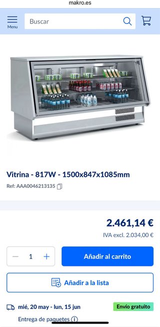 Nevera expositora refrigerada