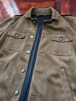 Giacca Zara Uomo Pelle Scamosciata Marrone M