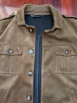 Giacca Zara Uomo Pelle Scamosciata Marrone M