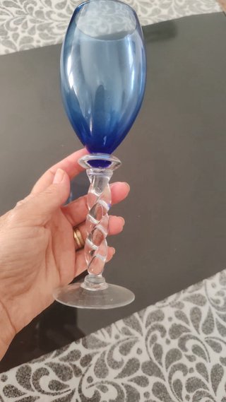 Juego 6 copas azules de cristal